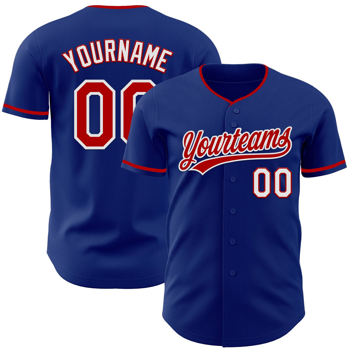 Custom Royal Red-White Authentic Baseball Jersey