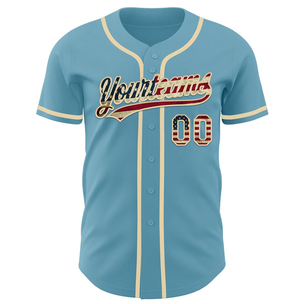 Custom Shadow Blue Vintage USA Flag-Cream Authentic Baseball Jersey alternate