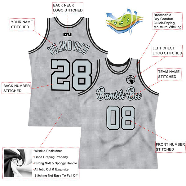 Custom Gray Silver-Black Authentic Throwback Basketball Jersey alternate