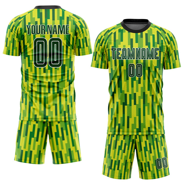 Custom Neon Green Green-Gold Sublimation Soccer Uniform Jersey alternate