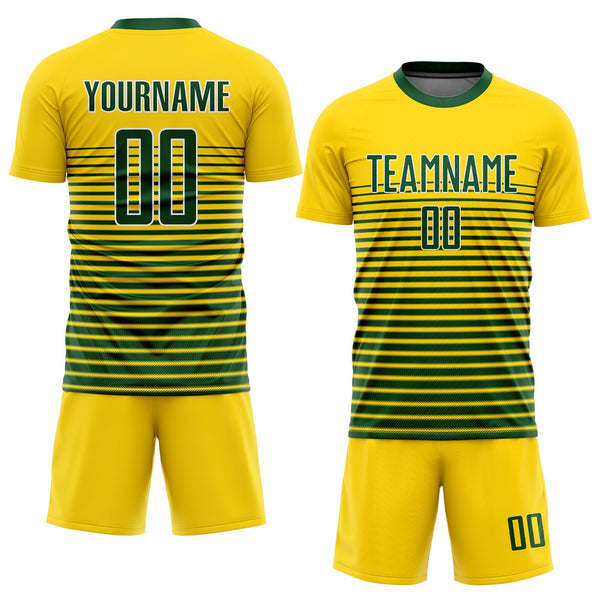 Custom Gold Green-White Sublimation Soccer Uniform Jersey alternate