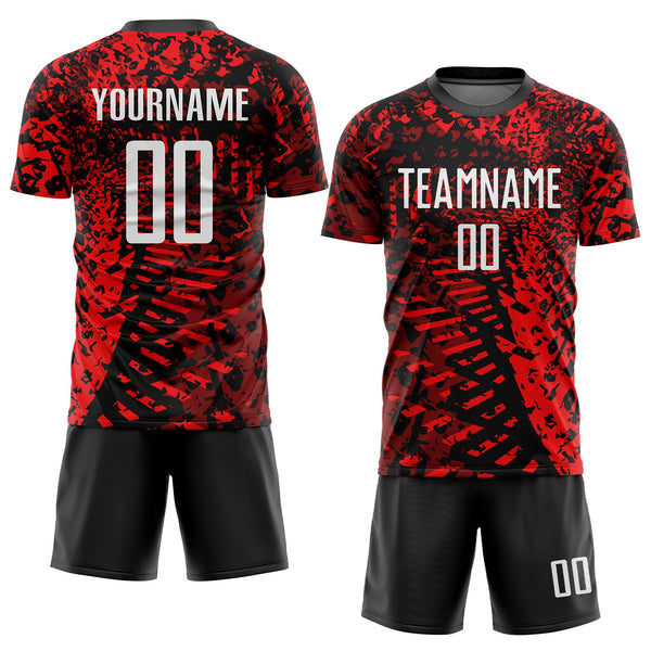 Custom Red Black-White Sublimation Soccer Uniform Jersey alternate