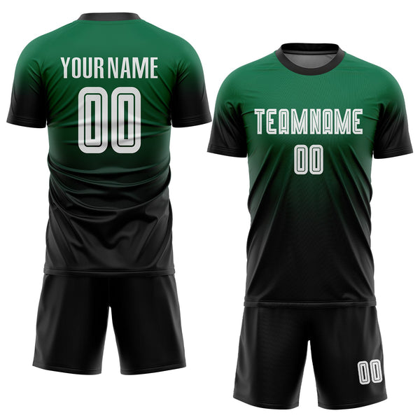 Custom Kelly Green White-Black Sublimation Fade Fashion Soccer Uniform Jersey alternate