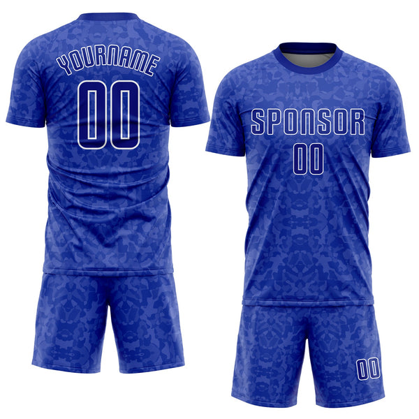 Custom Royal Royal-White Sublimation Soccer Uniform Jersey alternate