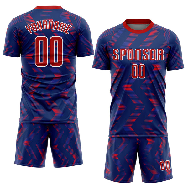Custom Navy Red-White Sublimation Soccer Uniform Jersey alternate