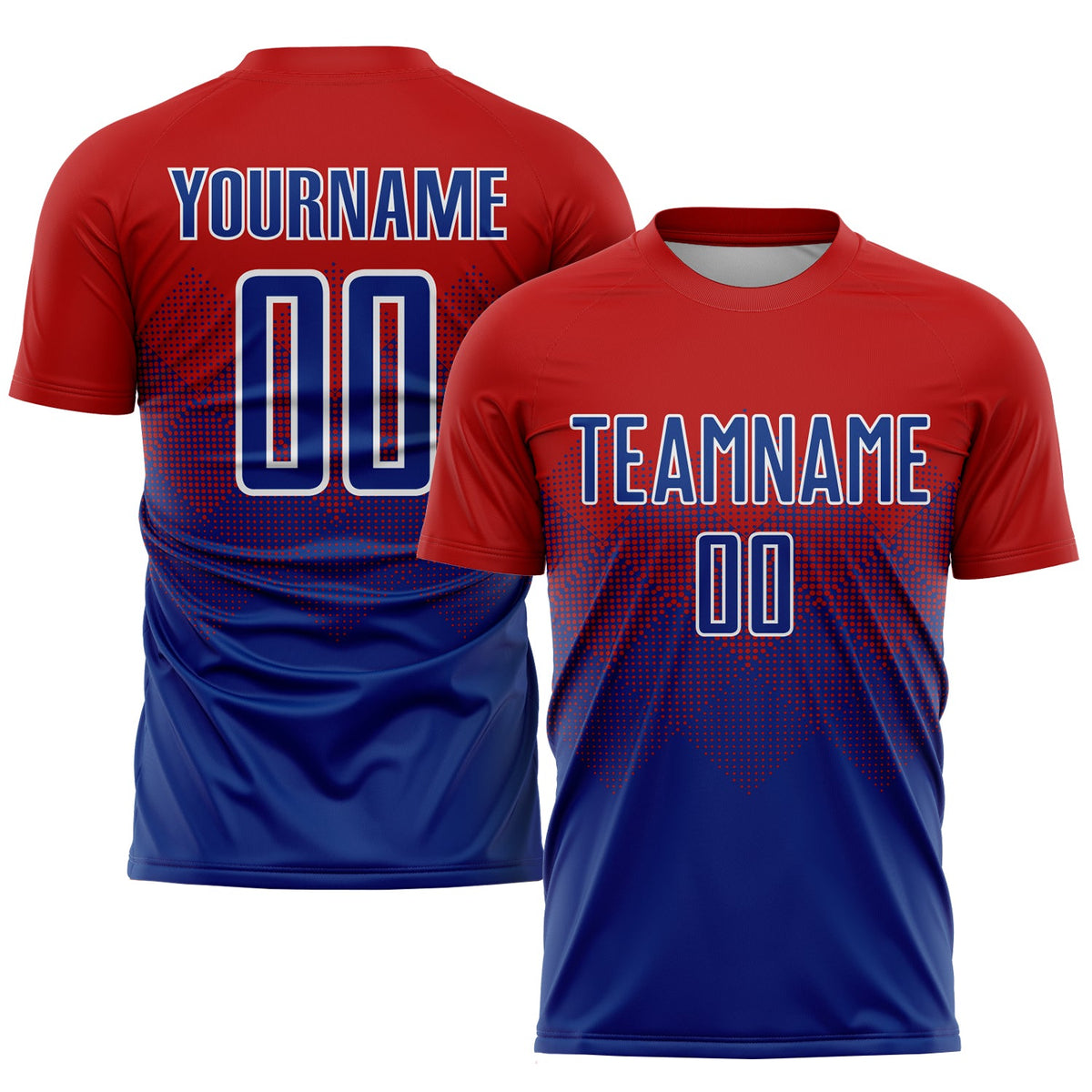 Custom Red Royal-White Sublimation Soccer Uniform Jersey
