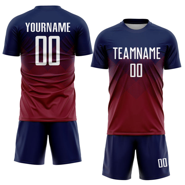 Custom Navy White-Crimson Sublimation Soccer Uniform Jersey alternate