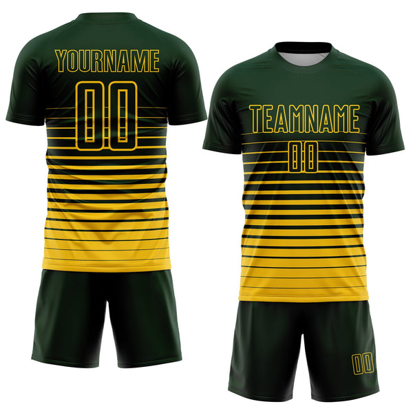 Custom Green Yellow Pinstripe Fade Fashion Sublimation Soccer Uniform Jersey alternate