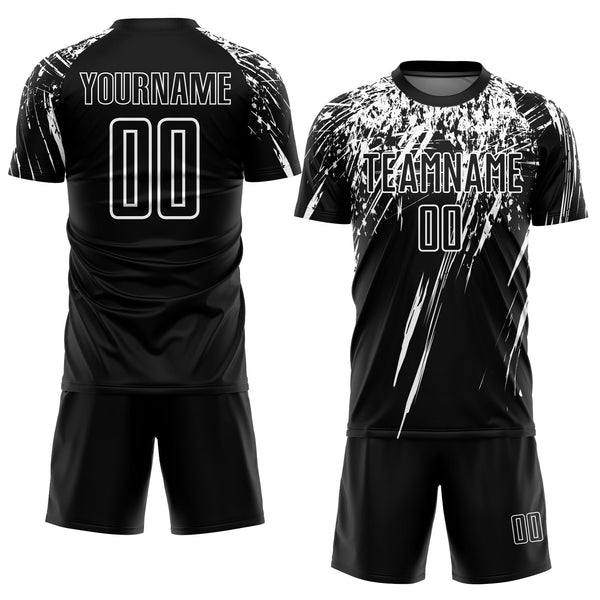 Custom Black White Sublimation Soccer Uniform Jersey alternate