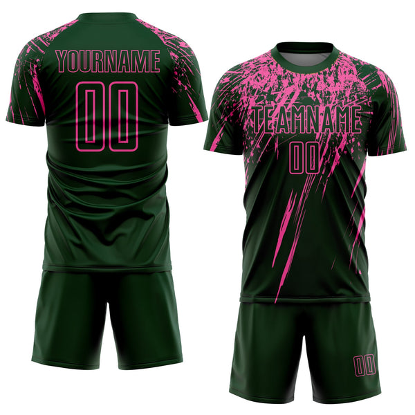 Custom Green Pink Sublimation Soccer Uniform Jersey alternate