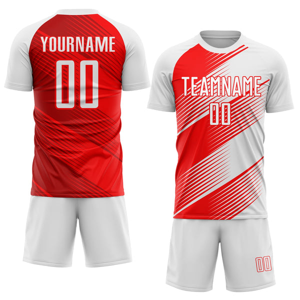 Custom Red White Sublimation Soccer Uniform Jersey alternate