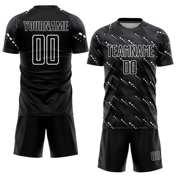 Custom Black White Sublimation Soccer Uniform Jersey alternate