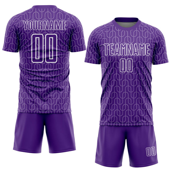 Custom Purple White Geometric Pattern Sublimation Soccer Uniform Jersey alternate