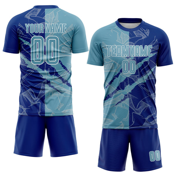 Custom Graffiti Pattern Shadow Blue-Royal Scratch Sublimation Soccer Uniform Jersey alternate