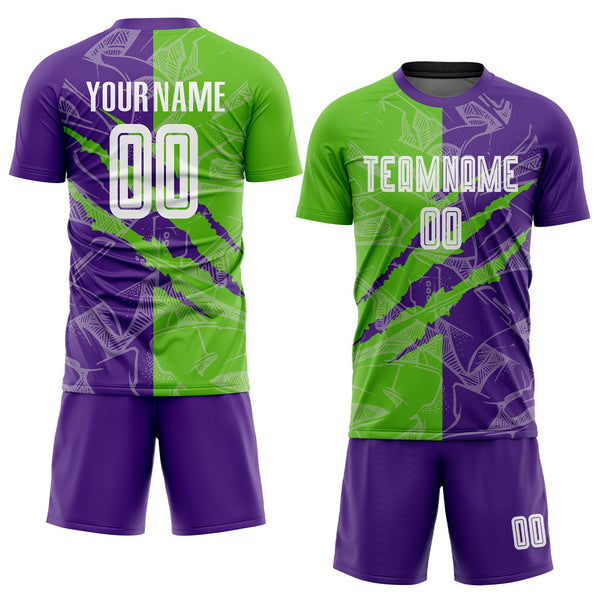 Custom Graffiti Pattern Aurora Green-Purple Scratch Sublimation Soccer Uniform Jersey alternate