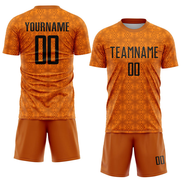 Custom Texas Orange Black-Bay Orange Geometric Shapes Sublimation Soccer Uniform Jersey alternate