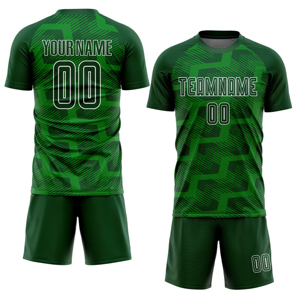 Custom Green Grass Green-White Line Sublimation Soccer Uniform Jersey alternate