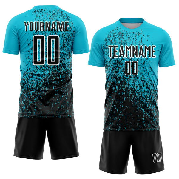 Custom Lakes Blue Black-White Abstract Fragment Art Sublimation Soccer Uniform Jersey alternate