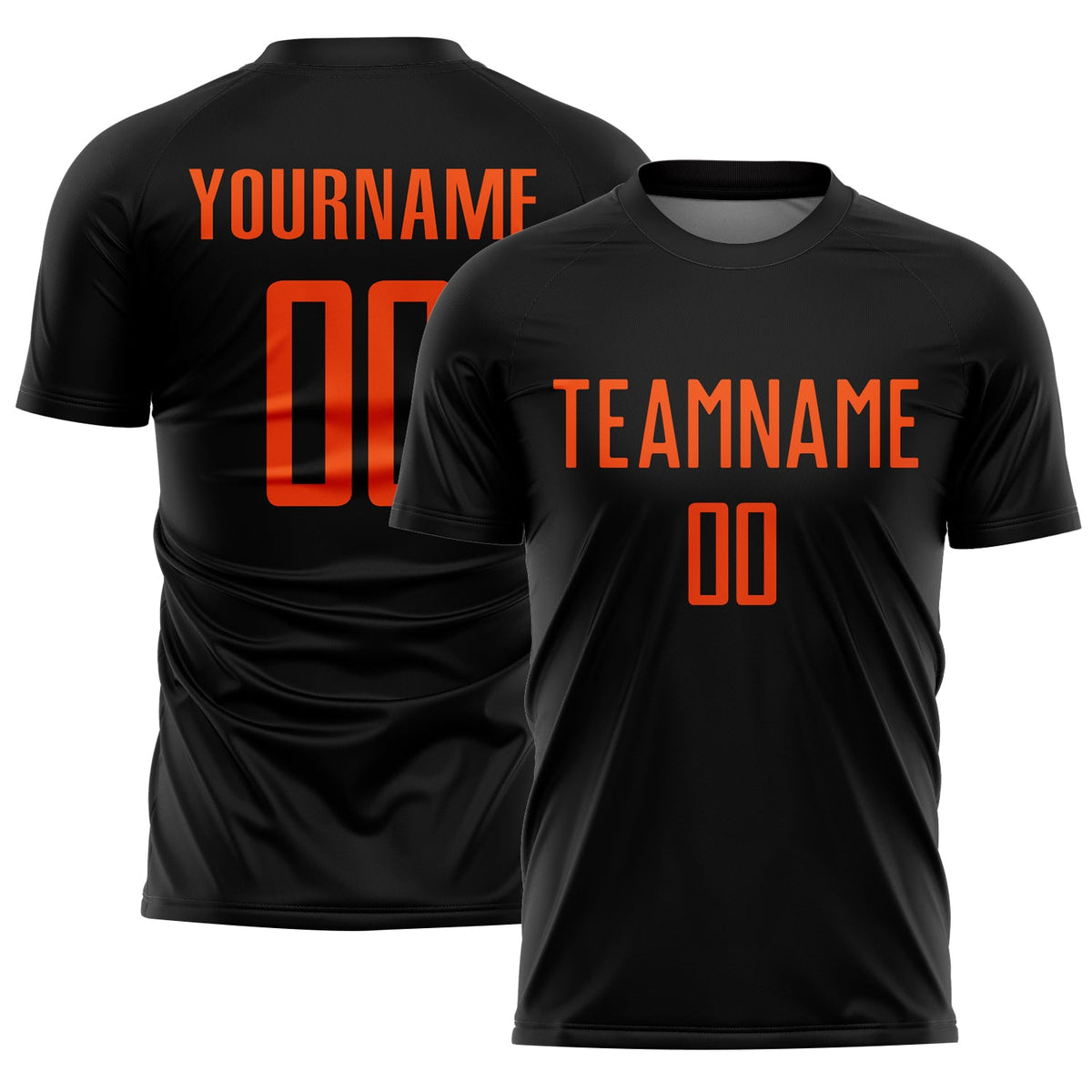 Custom Black Orange Sublimation Soccer Uniform Jersey