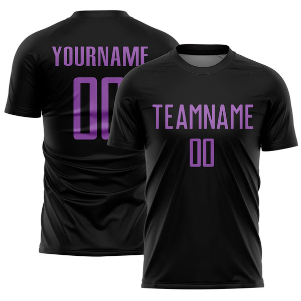 Custom Black Medium Purple Sublimation Soccer Uniform Jersey
