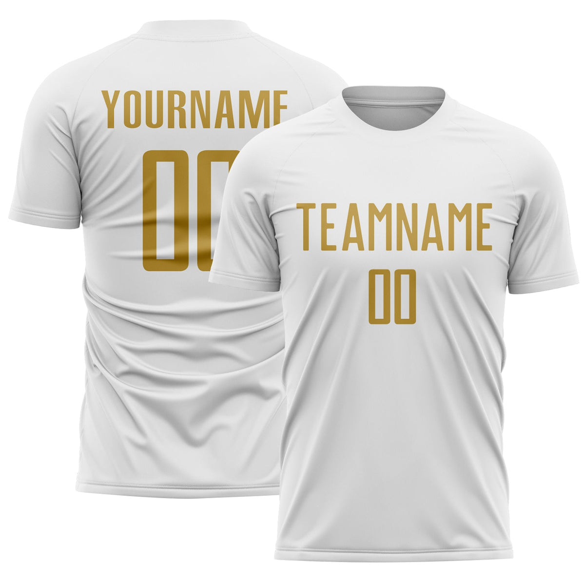 Custom White Old Gold Sublimation Soccer Uniform Jersey