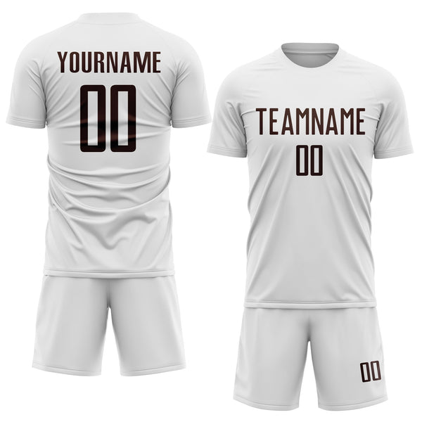 Custom White Brown Sublimation Soccer Uniform Jersey alternate