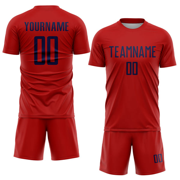 Custom Red Navy Sublimation Soccer Uniform Jersey alternate
