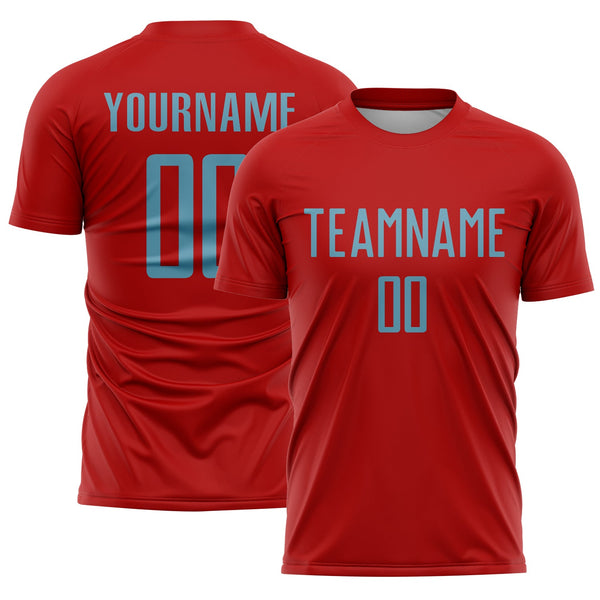 Custom Red Shadow Blue Sublimation Soccer Uniform Jersey