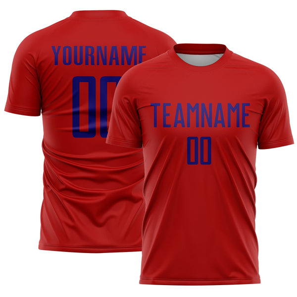 Custom Red Dark Purple Sublimation Soccer Uniform Jersey