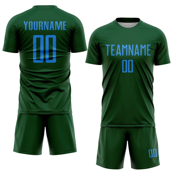 Custom Green Powder Blue Sublimation Soccer Uniform Jersey alternate