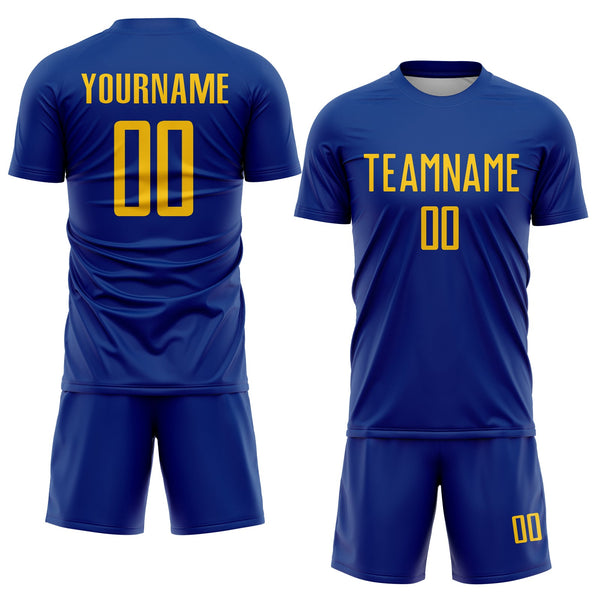 Custom Royal Yellow Sublimation Soccer Uniform Jersey alternate