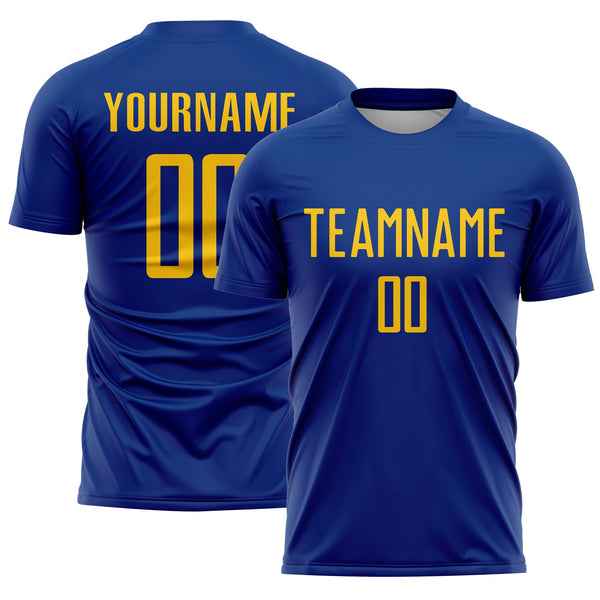 Custom Royal Yellow Sublimation Soccer Uniform Jersey
