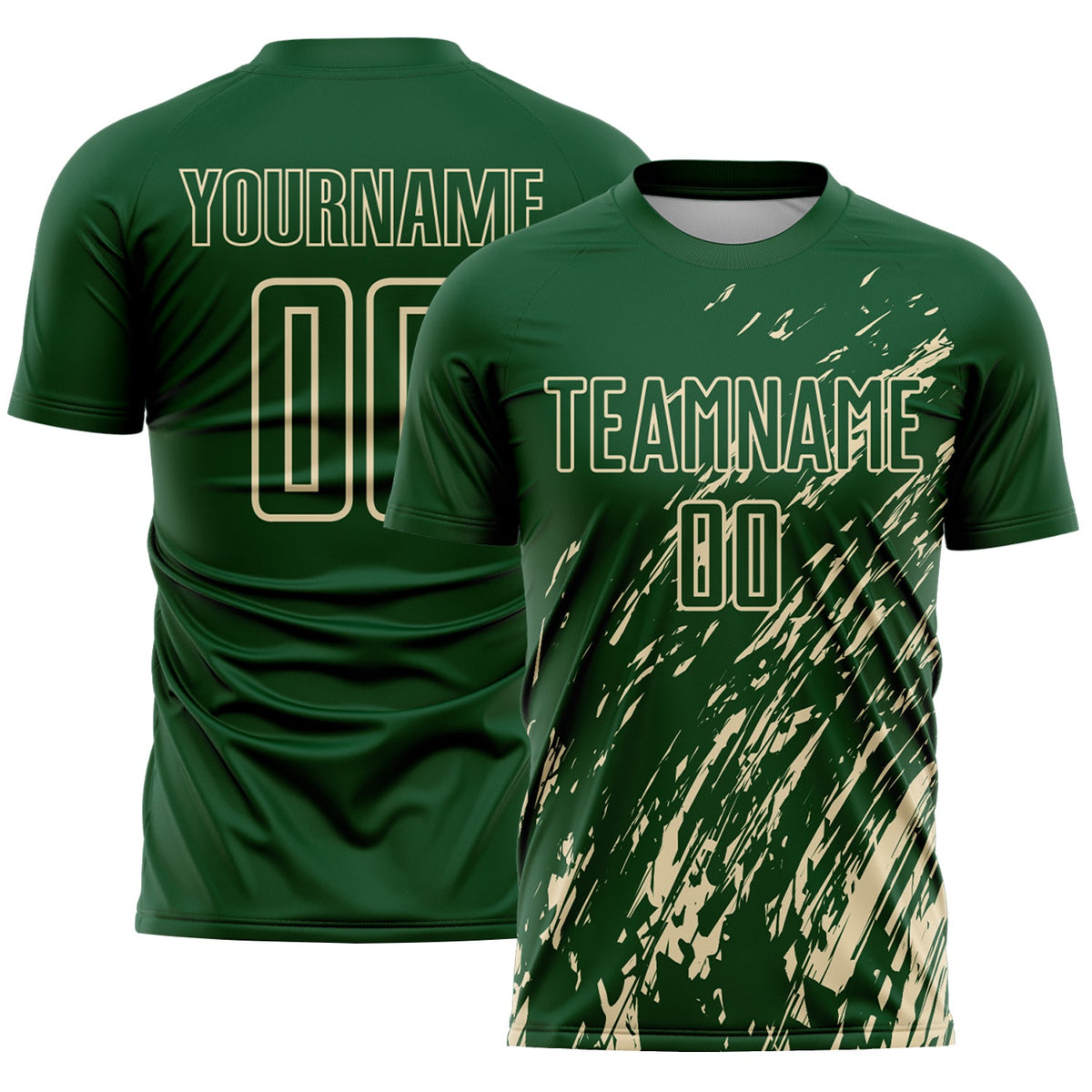 Custom Green Cream Splash Sublimation Soccer Uniform Jersey