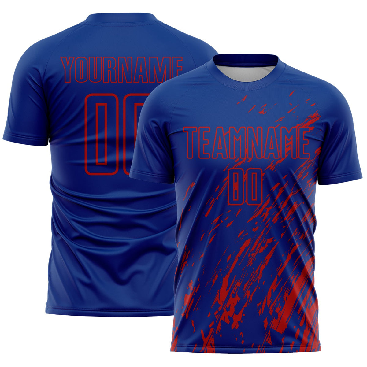 Custom Royal Red Splash Sublimation Soccer Uniform Jersey
