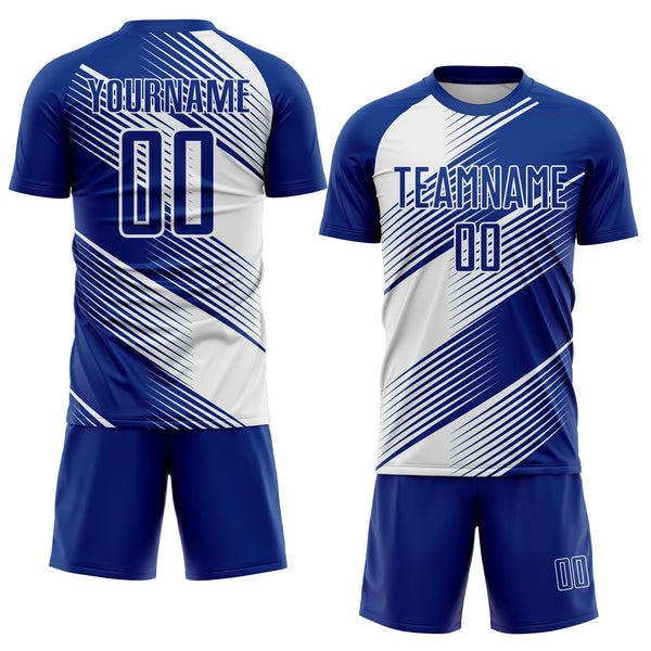 Custom Royal White Line Sublimation Soccer Uniform Jersey alternate