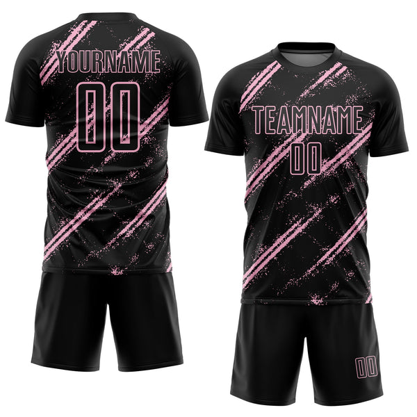Custom Black Light Pink Abstract Fragment Art Splash Sublimation Soccer Uniform Jersey alternate