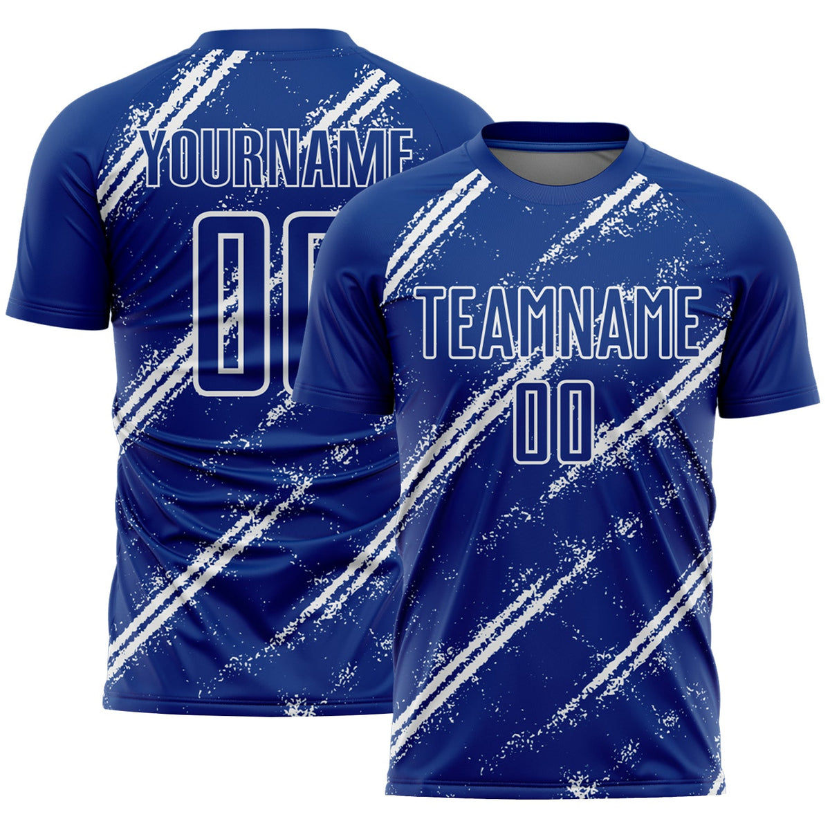 Custom Royal White Abstract Fragment Art Splash Sublimation Soccer Uniform Jersey
