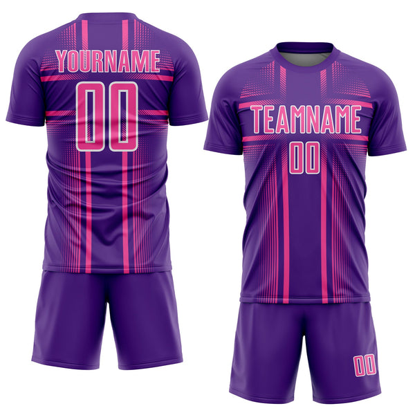 Custom Purple Pink-White Lines Sublimation Soccer Uniform Jersey alternate