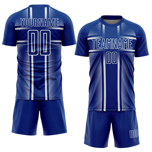 Custom Royal White Lines Sublimation Soccer Uniform Jersey alternate