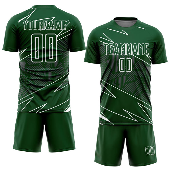 Custom Green White Lines Sports Sublimation Soccer Uniform Jersey alternate