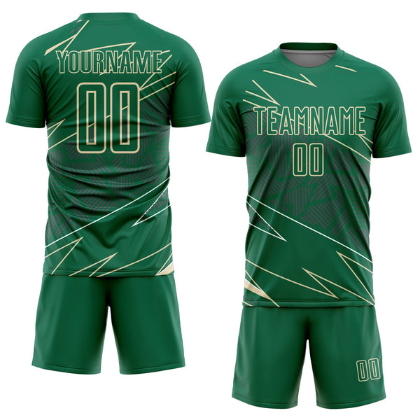 Custom Kelly Green Cream Lines Sports Sublimation Soccer Uniform Jersey alternate