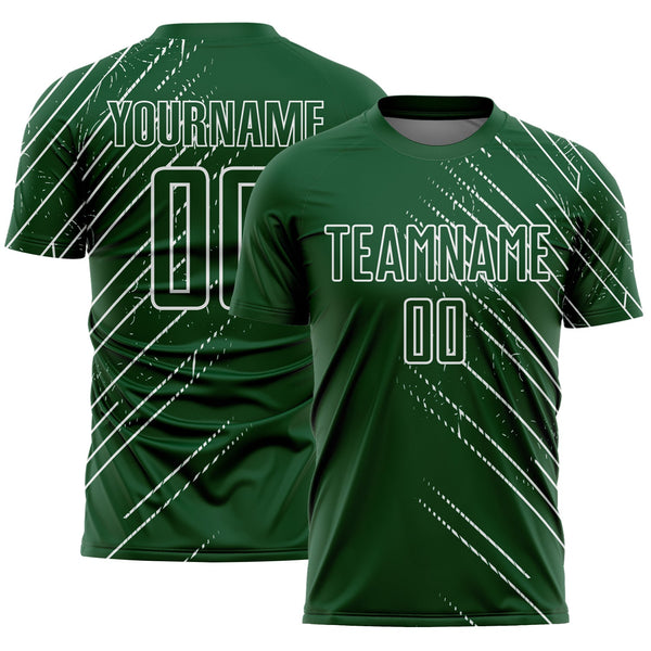 Custom Green White Lines Sports Sublimation Soccer Uniform Jersey