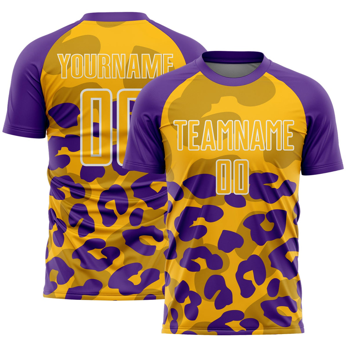 Custom Purple Gold-Black Animal Leopard Print Sports Sublimation Soccer Uniform Jersey