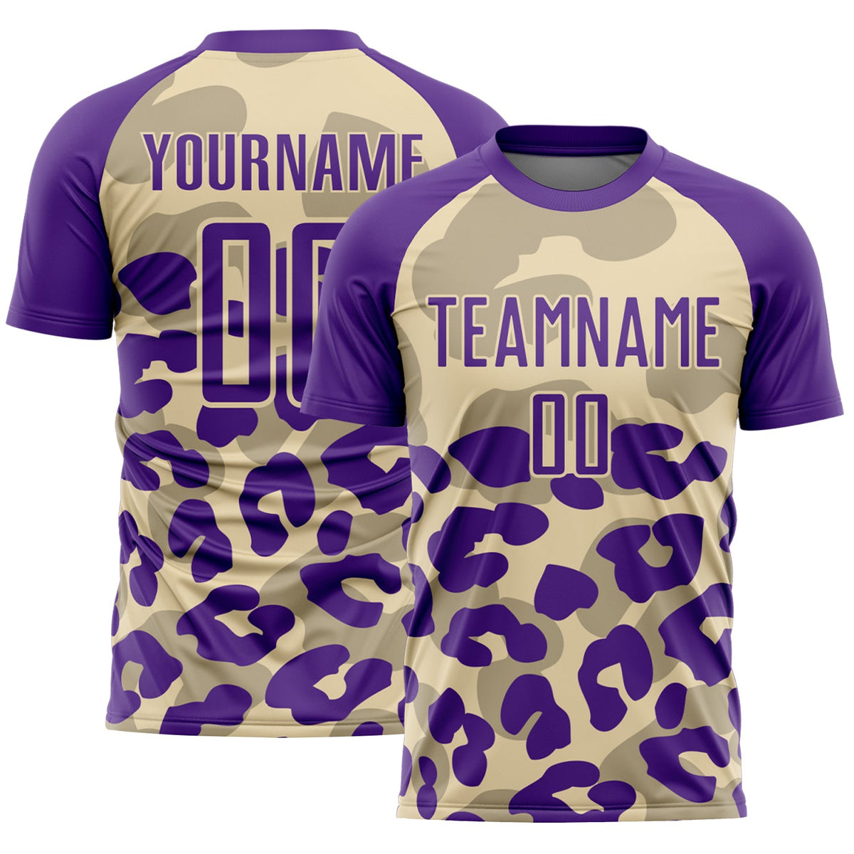 Custom Purple Cream Animal Leopard Print Sports Sublimation Soccer Uniform Jersey