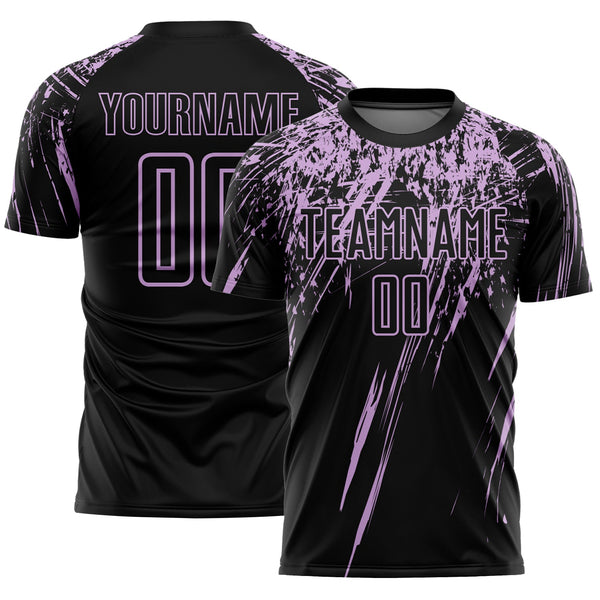 Custom Black Light Purple Splash Sports Sublimation Soccer Uniform Jersey