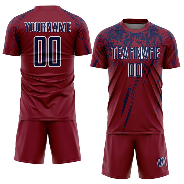 Custom Crimson Navy-White Splash Sports Sublimation Soccer Uniform Jersey alternate