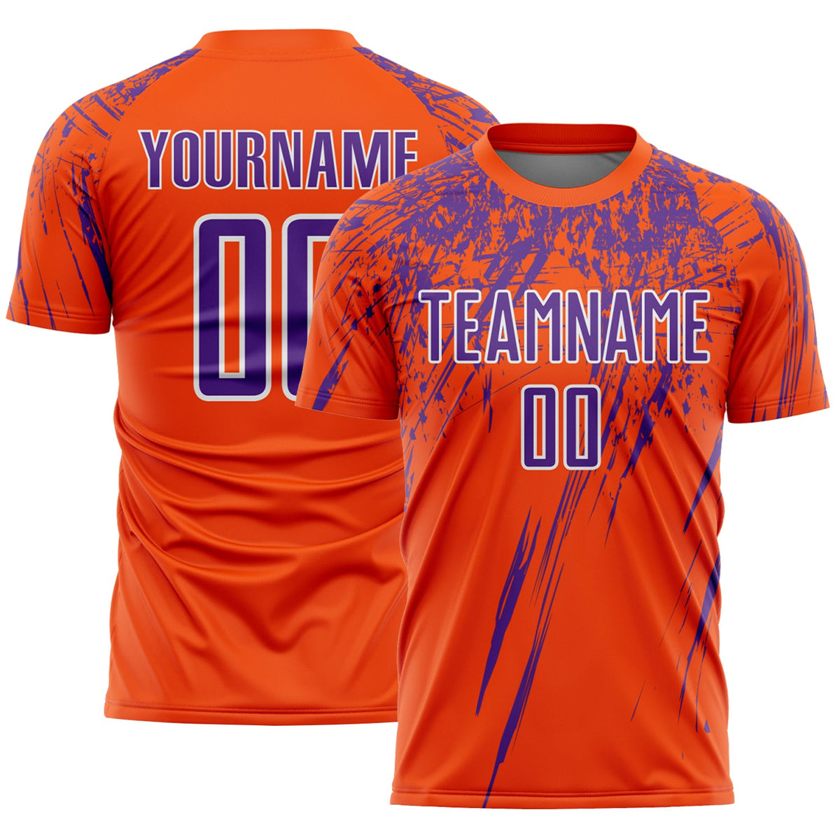 Custom Orange Purple-White Splash Sports Sublimation Soccer Uniform Jersey