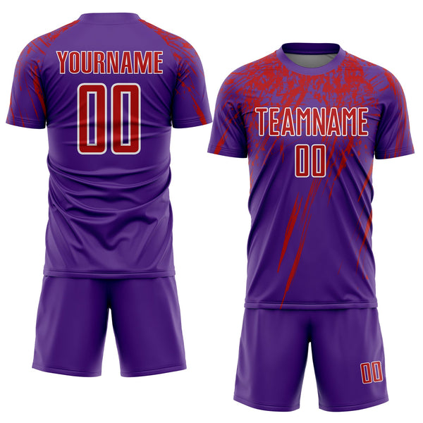 Custom Purple Red-White Splash Sports Sublimation Soccer Uniform Jersey alternate