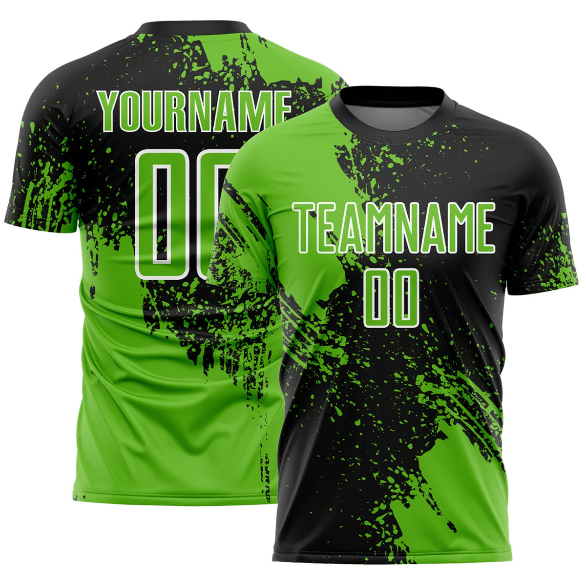 Custom Black Aurora Green-White Abstract Brush Stroke Sports Sublimation Soccer Uniform Jersey