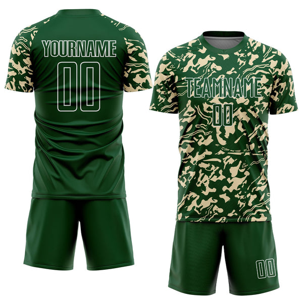 Custom Green Cream-White Liquid Fluid Pattern Sports Sublimation Soccer Uniform Jersey alternate